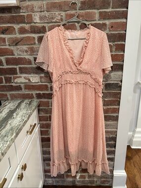 Source Unknown Soft Pink Ruffle Midi Dress